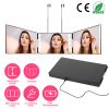 3 Way Mirror with LED Telescopic Hanger Tri-fold Mirror Personal Makeup Mirror with Micro USB Cable for Self Shaving Hair Cutting Dyeing Curling Braid