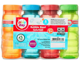 Play Day 4 Fl Oz Bubbles 8 Pack In 4 Bright Colors Non-Toxic Bubble Solution Party Favor Set For Kids