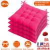 4Pcs Chair Cushion Pads Pillow 15.75x15.75x2.37in Soft Tie On Square Sitting Mats For Home Office Car Sitting Travel